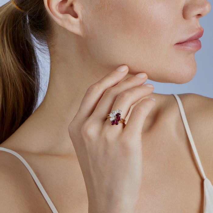Oscar Heyman Platinum Pink Sapphire and Diamond Halo Ring – Robinson's  Jewelers